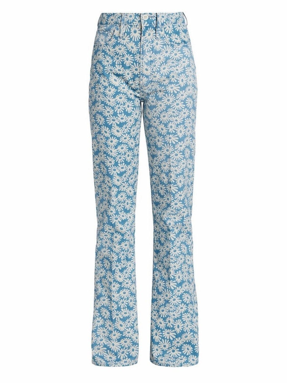 Re/done Women's Blue Daisy Print High-Rise Flare Jeans